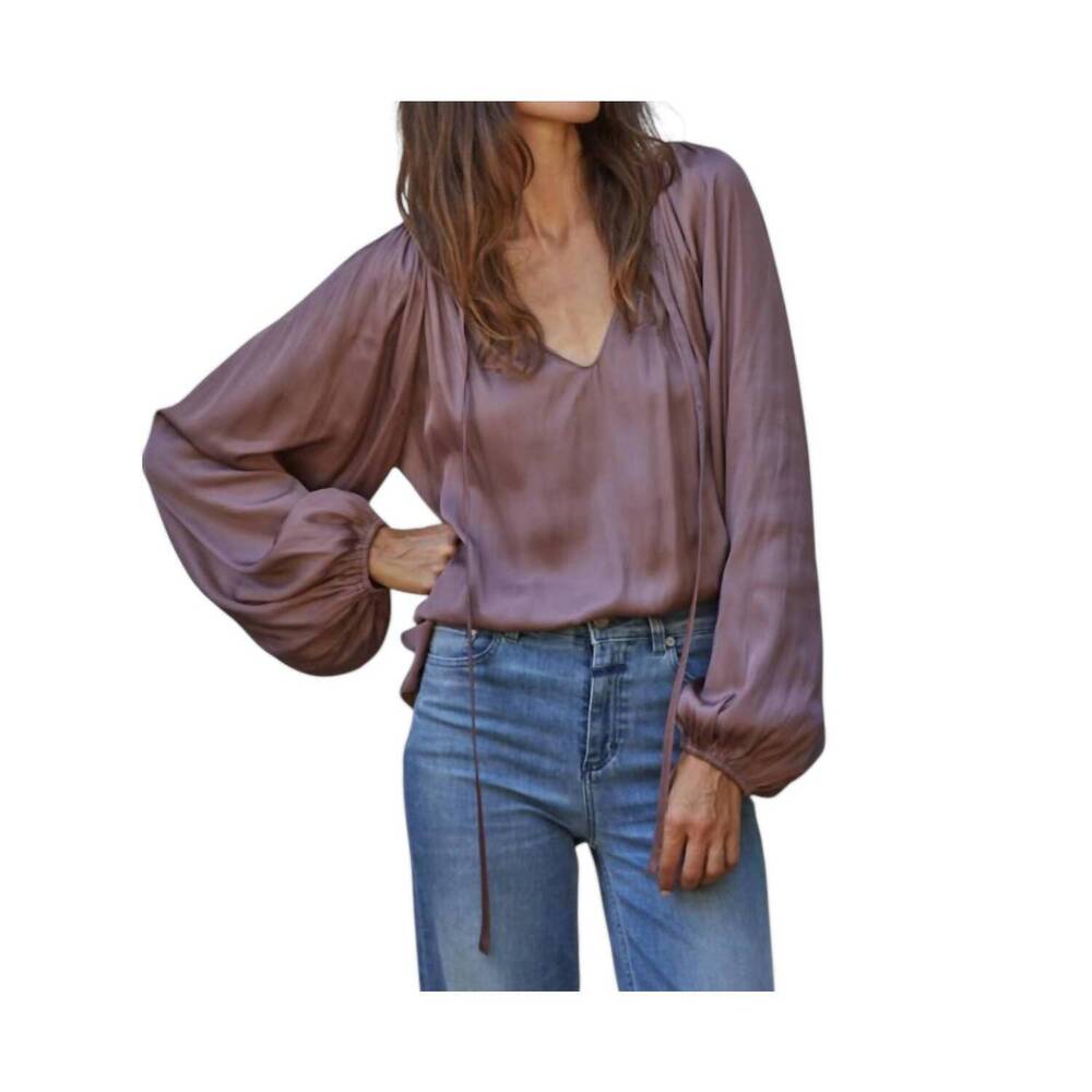 NEW BY TOGETHER sue satin top in chocolate rose
